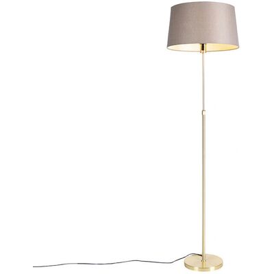 Lampada da terra rustica Qazqa - Altezza regolabile - E27 - Paraluce in lino Lampada da terra rustica Qazqa - Altezza regolabile - E27 - Paraluce in lino