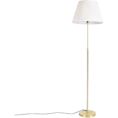 Lampada da terra rustica Qazqa con paralume plissettato - 45cm - Acciaio/Tessuto - Per LED Lampada da terra rustica Qazqa con paralume plissettato - 45cm - Acciaio/Tessuto - Per LED