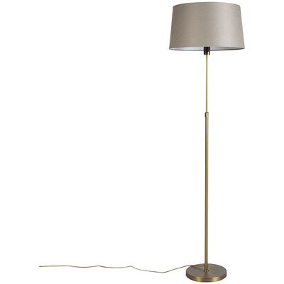 Qazqa Rustic Floor Lamp Adjustable Height Linen Steel Shade - Floor Light Qazqa Rustic Floor Lamp Adjustable Height Linen Steel Shade - Floor Light