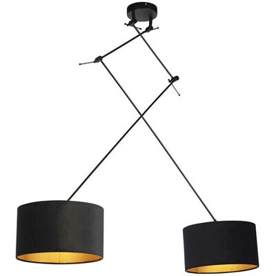 QAZQA Modernes Samtvelours Hängelampe Schwarz Gold 35cm - Blitz II QAZQA Modernes Samtvelours Hängelampe Schwarz Gold 35cm - Blitz II