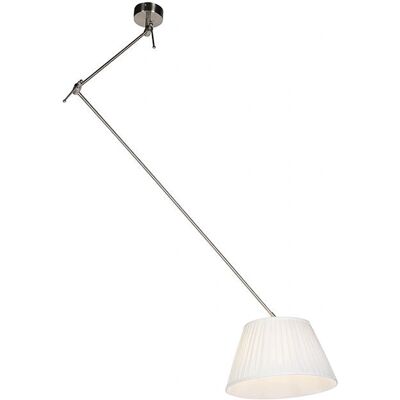 QAZQA Steel Pendant Lamp - Classic - Fabric, Steel - Cylinder/Oblong/Round - Max 60W - Lighting QAZQA Steel Pendant Lamp - Classic - Fabric, Steel - Cylinder/Oblong/Round - Max 60W - Lighting