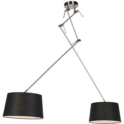 Qazqa Lampada a sospensione moderna lino nero 35cm - blitz ii Acciaio/Tessuto Qazqa Lampada a sospensione moderna lino nero 35cm - blitz ii Acciaio/Tessuto