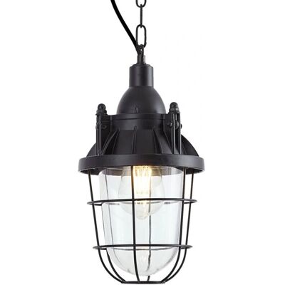 QAZQA Lampada a sospensione industriale nera - Cabin Vintage /Acciaio /Pietra /Cemento - Altezza regolabile QAZQA Lampada a sospensione industriale nera - Cabin Vintage /Acciaio /Pietra /Cemento - Altezza regolabile