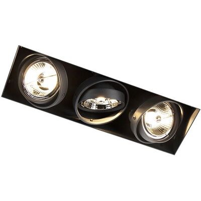 Qazqa Foco empotrado negro ajustable moderno - 3 lámparas LED GU10 Qazqa Foco empotrado negro ajustable moderno - 3 lámparas LED GU10