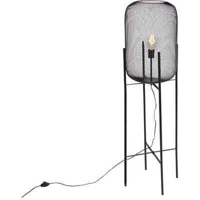 Lámpara de pie negra moderna Qazqa - malla 135cm - E27 60W Lámpara de pie negra moderna Qazqa - malla 135cm - E27 60W