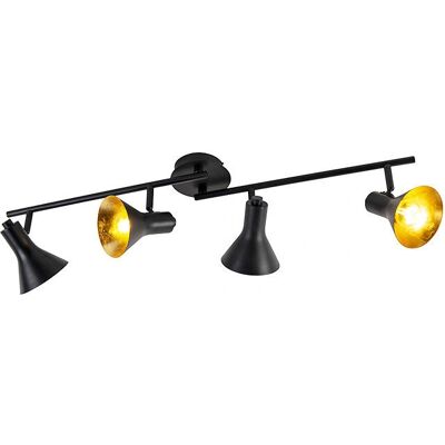 Qazqa Plafoniera moderna nero/oro 4 luci - Magno Qazqa Plafoniera moderna nero/oro 4 luci - Magno