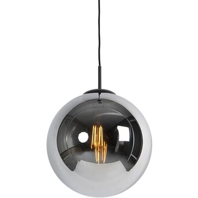 Qazqa Art Deco Pendant Light Black Smoked Glass - 30cm Qazqa Art Deco Pendant Light Black Smoked Glass - 30cm
