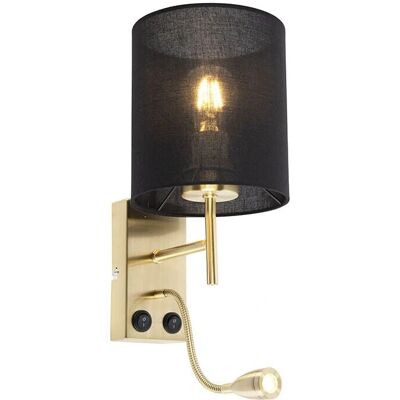 QAZQA Lampada da Parete Art Deco - Nero e Oro - Luce da Lettura QAZQA Lampada da Parete Art Deco - Nero e Oro - Luce da Lettura