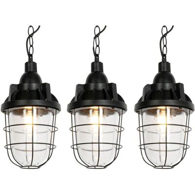 Qazqa Set di 3 Lampade a Sospensione Industriali Nere - Stile Vintage Qazqa Set di 3 Lampade a Sospensione Industriali Nere - Stile Vintage