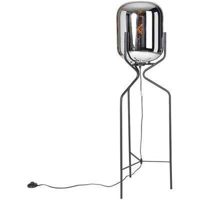 Qazqa Black Floor Lamp with Smoked Glass - Modern Design - E27 Max 60W Qazqa Black Floor Lamp with Smoked Glass - Modern Design - E27 Max 60W