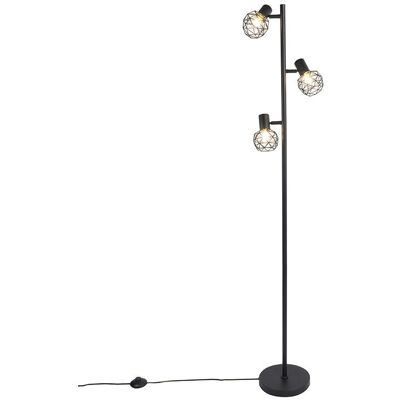 Lámpara de pie moderna Qazqa - Diseño negro ajustable de 3 luces Lámpara de pie moderna Qazqa - Diseño negro ajustable de 3 luces