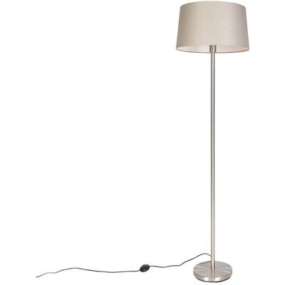 Qazqa Lámpara de pie moderna acero visón pantalla - Diseño moderno - 45cm Qazqa Lámpara de pie moderna acero visón pantalla - Diseño moderno - 45cm