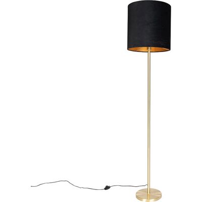 Qazqa Lámpara de pie clásica vintage negro/dorado E27 - 184cm Qazqa Lámpara de pie clásica vintage negro/dorado E27 - 184cm