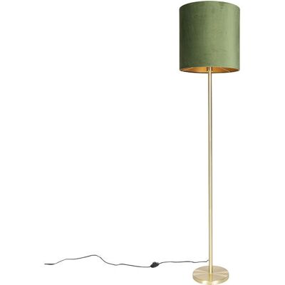 Lampada da terra organica in ottone con paralume verde - 40cm - Moderna Lampada da terra organica in ottone con paralume verde - 40cm - Moderna