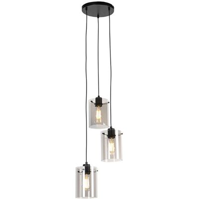 Lámpara colgante negra Dome con 3 pantallas de cristal Lámpara colgante negra Dome con 3 pantallas de cristal