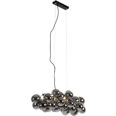 Lámpara colgante Uvas negra con vidrio ahumado - Art Deco 8 luces Lámpara colgante Uvas negra con vidrio ahumado - Art Deco 8 luces