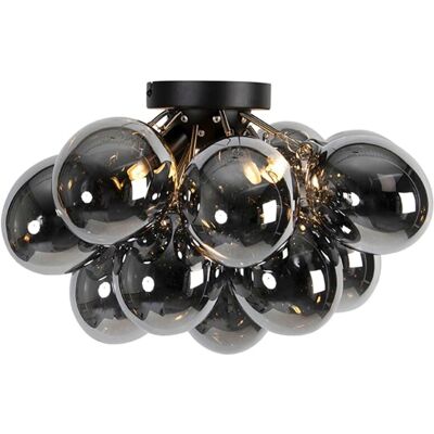 Plafoniera Art Deco nera - Vetro fumé 4 luci Plafoniera Art Deco nera - Vetro fumé 4 luci