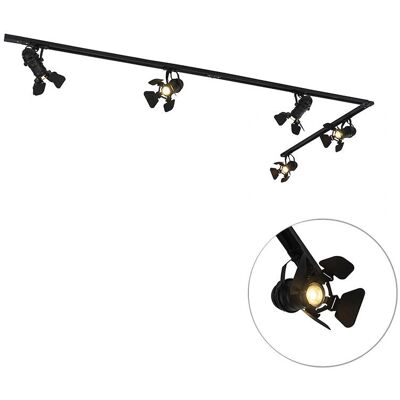 Sistema de riel moderno Qazqa con 5 focos negros - Sistema de iluminación Sistema de riel moderno Qazqa con 5 focos negros - Sistema de iluminación