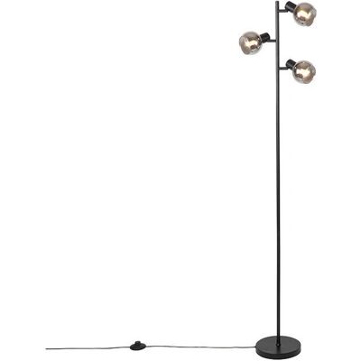 Lámpara de pie Art Deco Vidro Ahumado 3 Luces - Negro Lámpara de pie Art Deco Vidro Ahumado 3 Luces - Negro