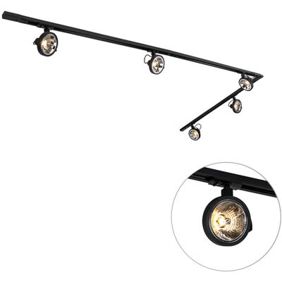 QAZQA Black 5-Light Rail System - Lighting Fixture QAZQA Black 5-Light Rail System - Lighting Fixture