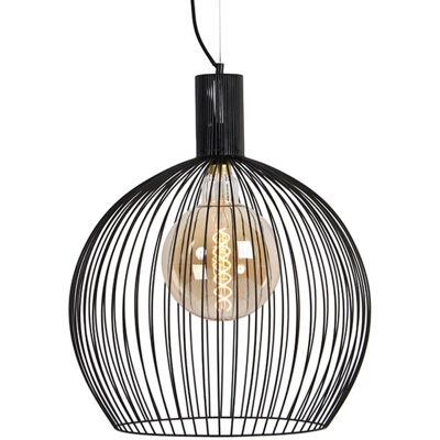 Qazqa Lampada Sospensione Moderna Nera 50cm - Filo di Acciaio Regolabile per LED Qazqa Lampada Sospensione Moderna Nera 50cm - Filo di Acciaio Regolabile per LED