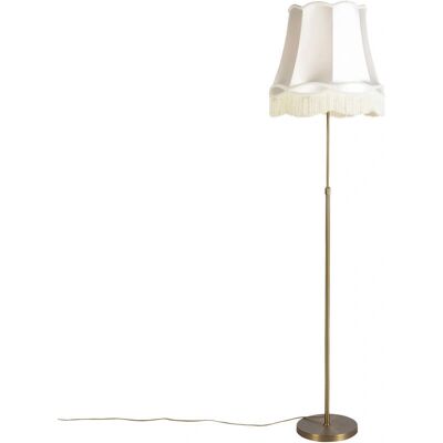 Lampada da terra rustica Qazqa con paralume crema 45cm - Acciaio/Textile - E27 Max 60W Lampada da terra rustica Qazqa con paralume crema 45cm - Acciaio/Textile - E27 Max 60W