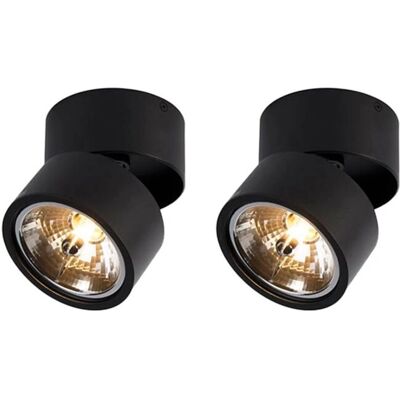 Qazqa - Set di 2 faretti industriali neri regolabili - Max 40W Qazqa - Set di 2 faretti industriali neri regolabili - Max 40W