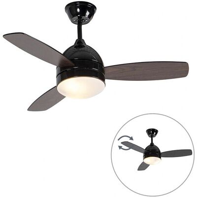 Qazqa Modern Ceiling Fan Black Remote - Suitable for LED 10W - Ceiling Fan Qazqa Modern Ceiling Fan Black Remote - Suitable for LED 10W - Ceiling Fan