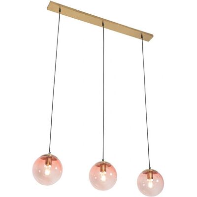 Lampada a sospensione Art Déco Qazqa Vetro Ottone Rosa 3-Luci Lampada a sospensione Art Déco Qazqa Vetro Ottone Rosa 3-Luci