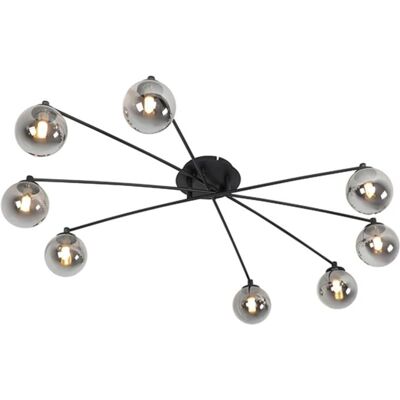Lampada da Soffitto Moderna Nera con Vetro Fumé - 8 Luci Lampada da Soffitto Moderna Nera con Vetro Fumé - 8 Luci