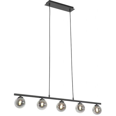 Lámpara colgante rústica negra 100cm cristal ahumado Athens Lámpara colgante rústica negra 100cm cristal ahumado Athens