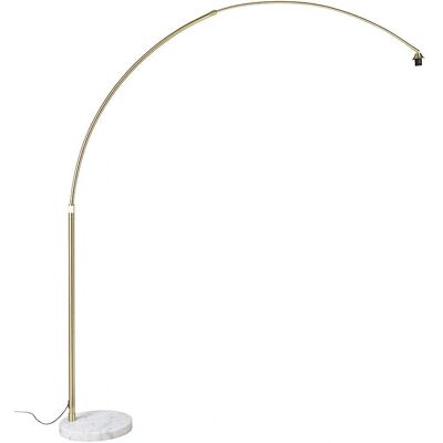 Qazqa - Modern Floor Lamp Adjustable Marble Base 60W - Brass/White - Art Deco Qazqa - Modern Floor Lamp Adjustable Marble Base 60W - Brass/White - Art Deco