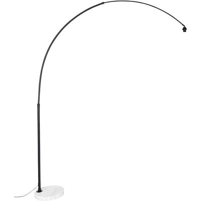 Qazqa - Modern Arc Floor Lamp - Steel/Marble - Black/White - XXL Qazqa - Modern Arc Floor Lamp - Steel/Marble - Black/White - XXL