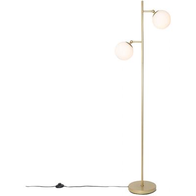 Lámpara de pie Art Déco Qazqa Vidrio esmerilado 2-luces - Dorado - 153cm Lámpara de pie Art Déco Qazqa Vidrio esmerilado 2-luces - Dorado - 153cm