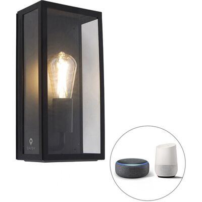 Lampada da Parete Moderna Qazqa - IP44 Rettangolare Luce WiFi - Nero Lampada da Parete Moderna Qazqa - IP44 Rettangolare Luce WiFi - Nero