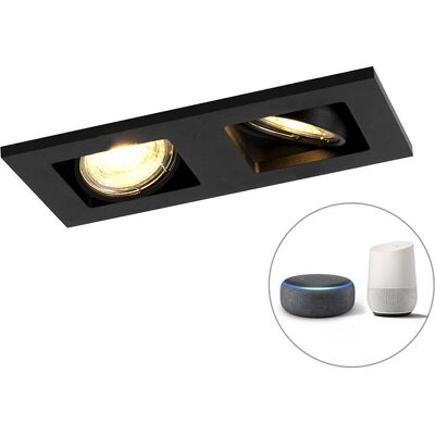 Qazqa Modern WiFi Recessed Spot Light - Adjustable 2xGU10 - Black Qazqa Modern WiFi Recessed Spot Light - Adjustable 2xGU10 - Black