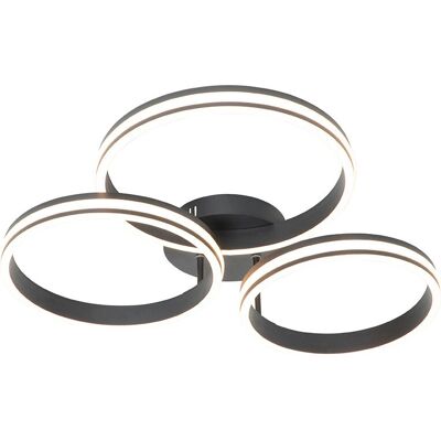 QAZQA Lámpara de Techo Negra - Navara - Regulable en 3 pasos 3 Luces QAZQA Lámpara de Techo Negra - Navara - Regulable en 3 pasos 3 Luces