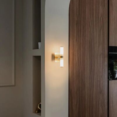 QAZQA - Lampada da Parete - Moderna, Oro - G9, Acciaio & Vetro - IP44 QAZQA - Lampada da Parete - Moderna, Oro - G9, Acciaio & Vetro - IP44