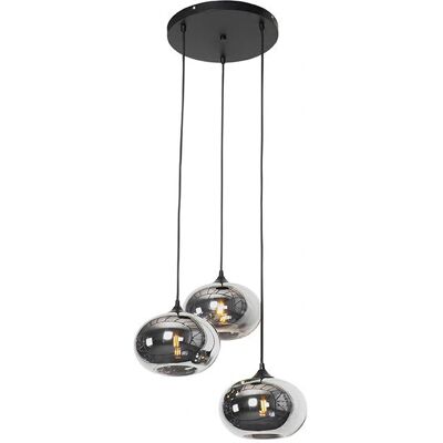 Qazqa - Lámpara colgante Art Déco negra 3 luces - Lámpara suspendida Qazqa - Lámpara colgante Art Déco negra 3 luces - Lámpara suspendida