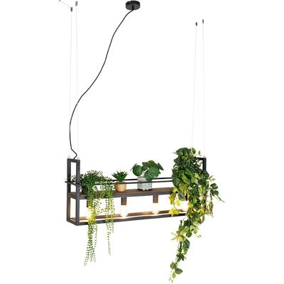Qazqa Lámpara colgante industrial negra madera - Cage Rack - 4 luces Qazqa Lámpara colgante industrial negra madera - Cage Rack - 4 luces