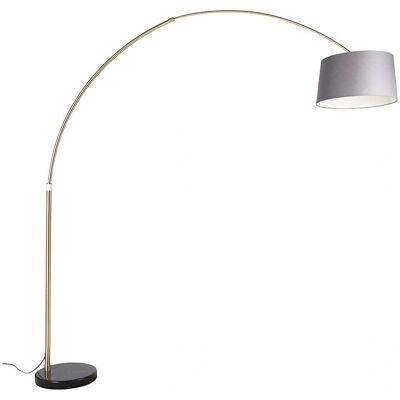 QAZQA Brass Arc Lamp Gray Shade - 45cm - Adjustable Height QAZQA Brass Arc Lamp Gray Shade - 45cm - Adjustable Height