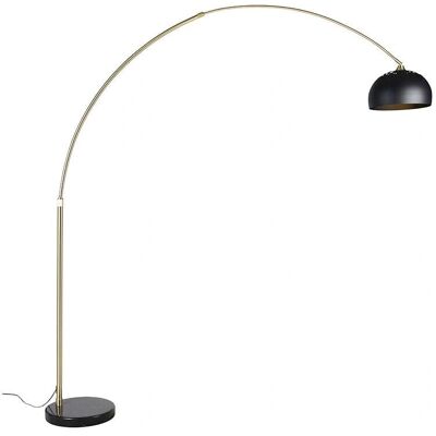 QAZQA Modern arc lamp black with marble base and brass - Floor lamp QAZQA Modern arc lamp black with marble base and brass - Floor lamp
