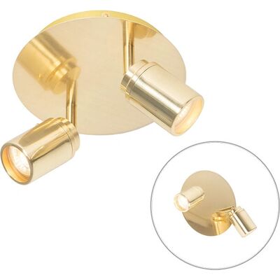 Foco de baño moderno de latón Qazqa 2 luces IP44 - Ducha Foco de baño moderno de latón Qazqa 2 luces IP44 - Ducha