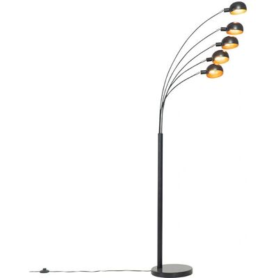 Qazqa Schwarz-Gold 5-Lichter Stehlampe - Modern Marmor Stahl Qazqa Schwarz-Gold 5-Lichter Stehlampe - Modern Marmor Stahl