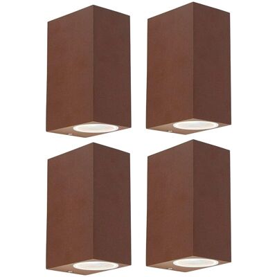 QAZQA Conjunto de 4 apliques industriales marrón óxido - IP44 - GU10 Max 2x35W QAZQA Conjunto de 4 apliques industriales marrón óxido - IP44 - GU10 Max 2x35W
