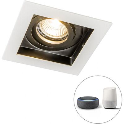 QAZQA Steel Square Smart Recessed Light - Modern - GU10 QAZQA Steel Square Smart Recessed Light - Modern - GU10