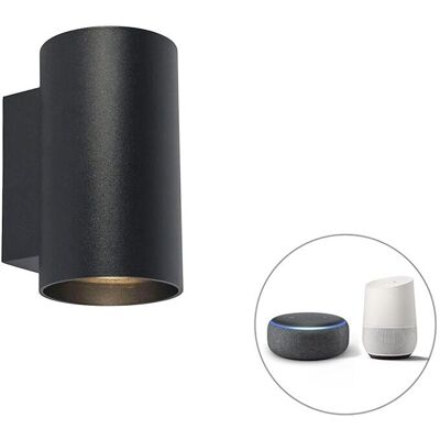 Qazqa Black Wall Light - GU10 WiFi Sandy Modern Design Qazqa Black Wall Light - GU10 WiFi Sandy Modern Design