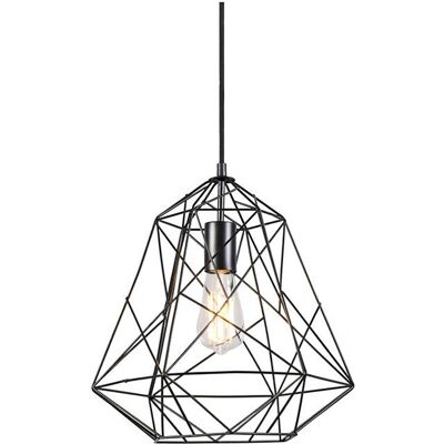 Lampada a sospensione industriale nera QAZQA - E27, 7W Lampada a sospensione industriale nera QAZQA - E27, 7W