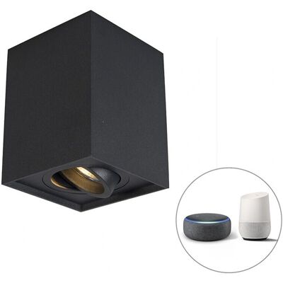 QAZQA Lampada da Soffitto Quadrata Nera Intelligente - LED 5W - Regolabile - Moderna QAZQA Lampada da Soffitto Quadrata Nera Intelligente - LED 5W - Regolabile - Moderna