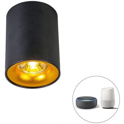 QAZQA Black and Gold Round Surface Spotlight - GU10 QAZQA Black and Gold Round Surface Spotlight - GU10